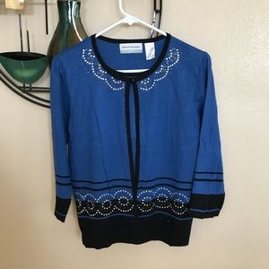 ALFRED DUNNER royal blue cardigan w/front cover